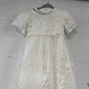 Baptism Dress with Lace overlay incl shoes and headband for 6mo -  18mo